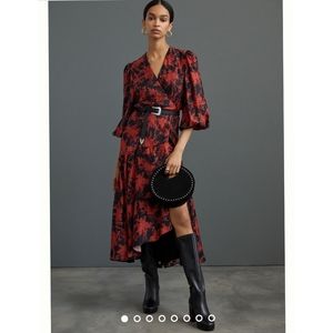 Anthropologie Abstract Wrap Midi Dress Size M